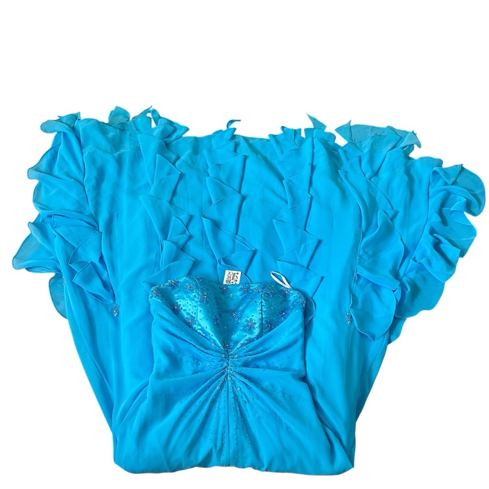 Y2K Jellyfish Princess Strapless Turquoise Gown 🪼